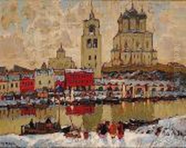 Vue De Pskov Oil Painting by Konstantin Ivanovich Gorbatov