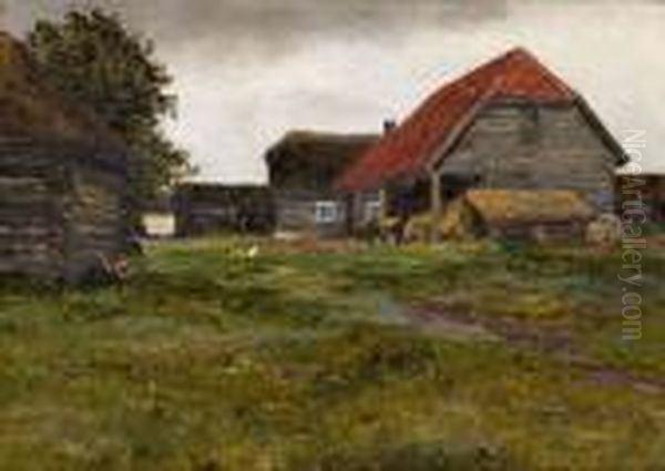 Yard In Majorenhoff. Oil Painting by Konstantin Ivanovich Gorbatov