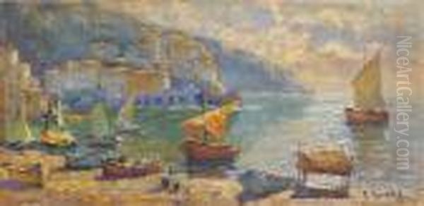 Sun Over The Harbour Oil Painting by Konstantin Ivanovich Gorbatov