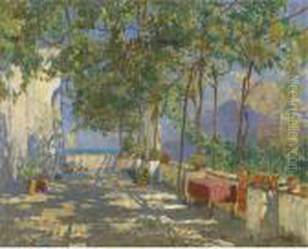 Patio In Capri Oil Painting by Konstantin Ivanovich Gorbatov