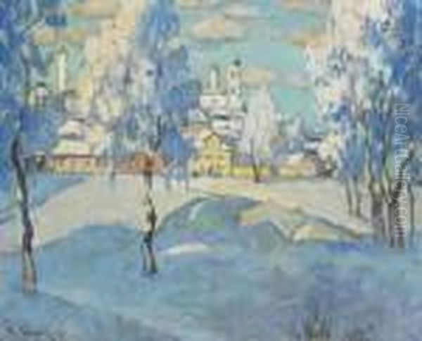 Paysage Enneige Oil Painting by Konstantin Ivanovich Gorbatov