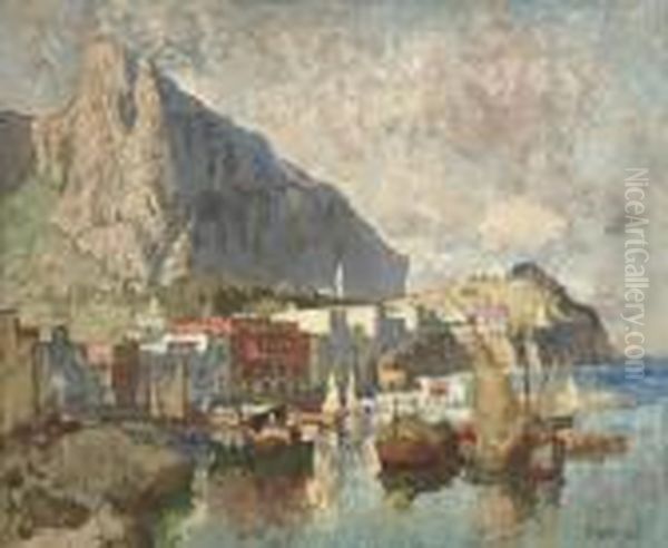 Fishing Boats Off Capri Oil Painting by Konstantin Ivanovich Gorbatov