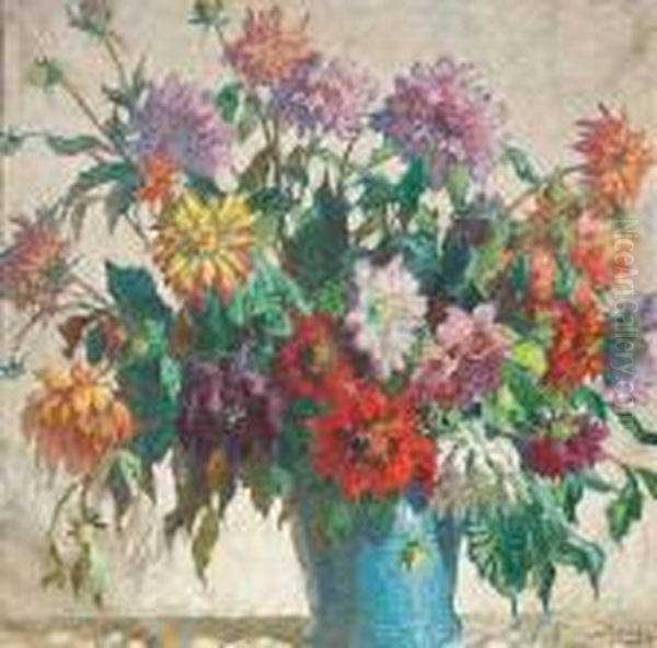 Gorbatov, Konstantin Ivanovich: 
Flowers, 1944. Oil On Canvas. Signed And Dated. - The Painting Is Not 
Mounted On A Canvas Stretcher Oil Painting by Konstantin Ivanovich Gorbatov