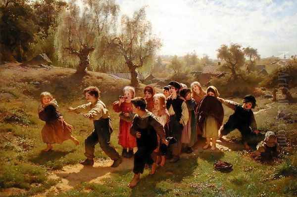 The Game Oil Painting by Johan August Malmstrom