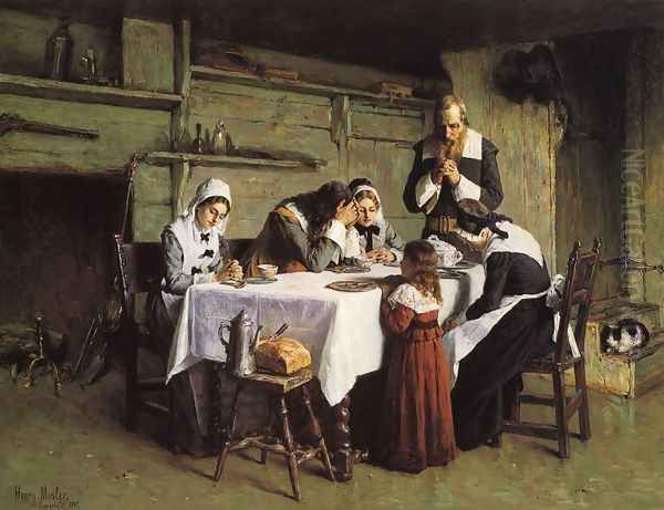 Pilgrims' Grace Oil Painting by Henry Mosler