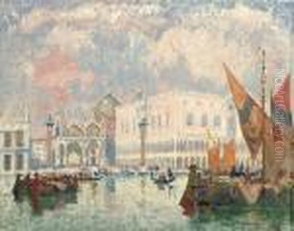 View Of Basilica San Marco And The Doge's Palace, Venice Oil Painting by Konstantin Ivanovich Gorbatov