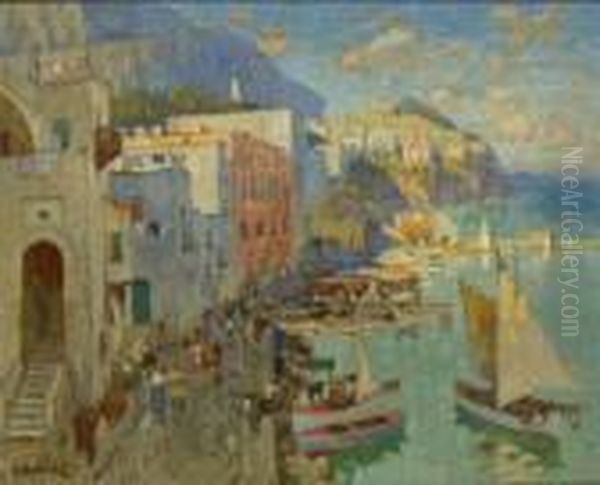 Fischerhafen Auf Capri. 1928 Oil Painting by Konstantin Ivanovich Gorbatov