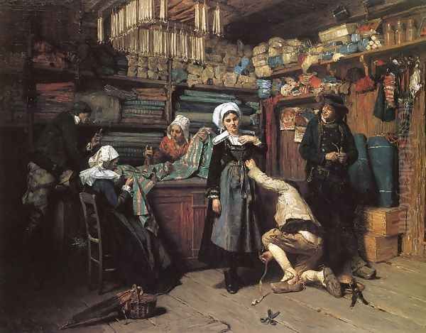 Buying the Wedding Trousseau Oil Painting by Henry Mosler