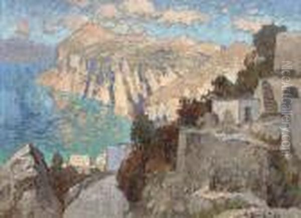 A Road On The Cliff-tops, Capri Oil Painting by Konstantin Ivanovich Gorbatov