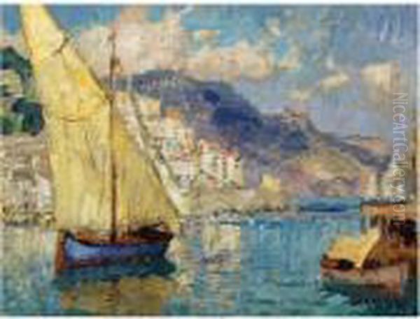 Boats, Amalfi Oil Painting by Konstantin Ivanovich Gorbatov