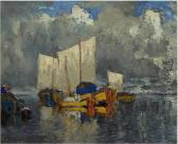 Boats Oil Painting by Konstantin Ivanovich Gorbatov