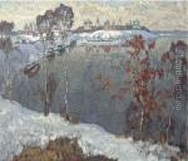 Winterscape Oil Painting by Konstantin Ivanovich Gorbatov