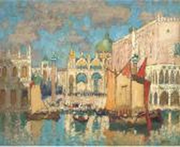 View Of Basilica San Marco And The Ducal Palace, Venice Oil Painting by Konstantin Ivanovich Gorbatov