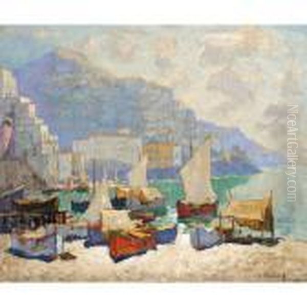 View Of Amalfi Oil Painting by Konstantin Ivanovich Gorbatov