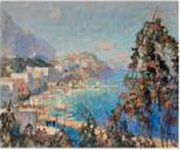 View Of The Bay Of Naples Oil Painting by Konstantin Ivanovich Gorbatov