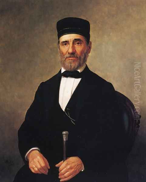 Portrait of a Rabbi (Rabbi Bernard Illowy?) Oil Painting by Henry Mosler