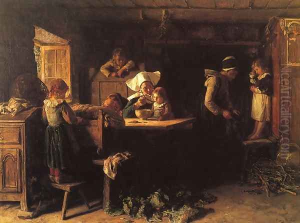 Morning Oil Painting by Henry Mosler