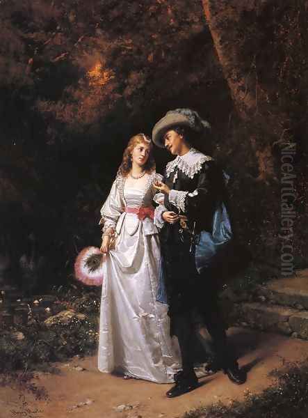 Courtship Oil Painting by Henry Mosler