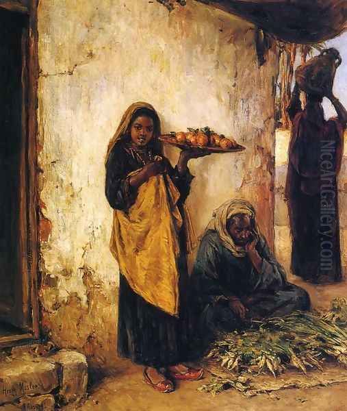 Vegetable Vendor Oil Painting by Henry Mosler