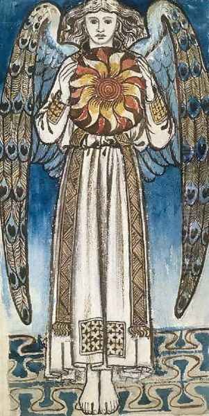 An Angel holding the sun Oil Painting by William Morris