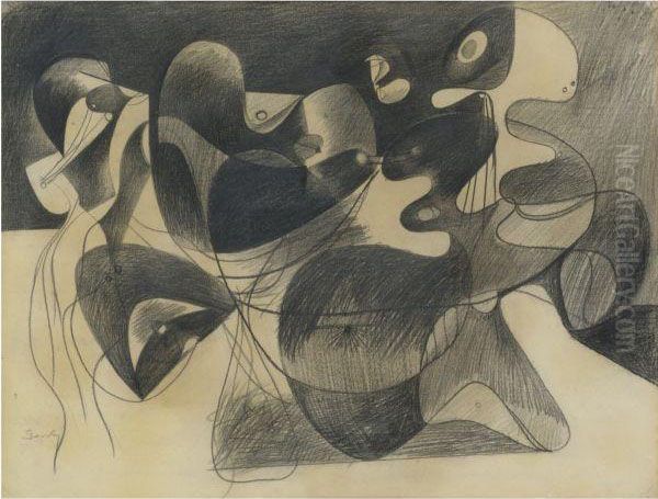 Study For Image In Xhorkom Oil Painting by Arshile Gorky