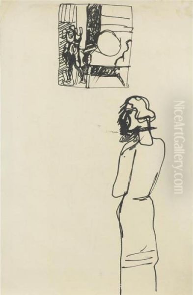 Untitled: A Double-sided Drawing Oil Painting by Arshile Gorky