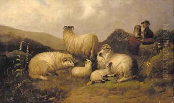 Sheep in a Highland landscape Oil Painting by William Morris