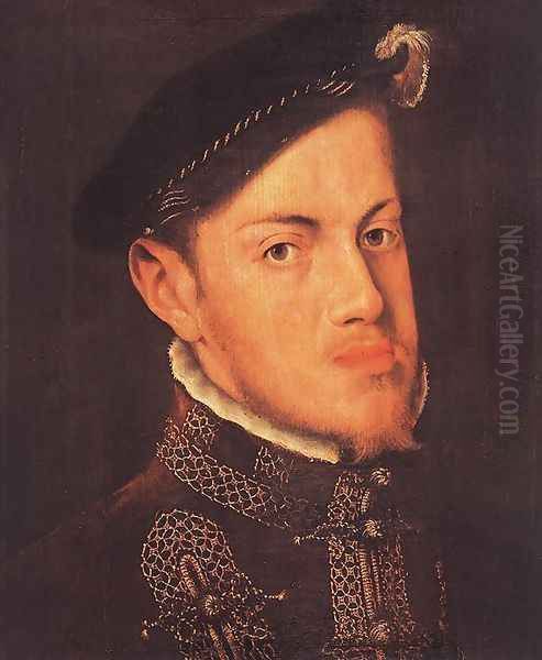 Portrait of the Philip II, King of Spain c. 1554 Oil Painting by Anthonis Mor Van Dashorst