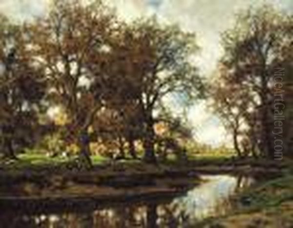 Grazing At The Vordense Beek Oil Painting by Arnold Marc Gorter