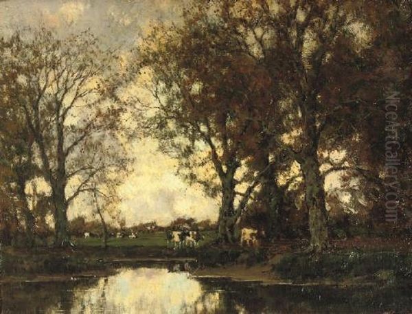 Herfst: Cattle By The Vordense Beek Oil Painting by Arnold Marc Gorter