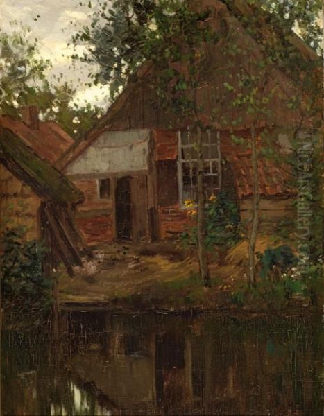 View Of A House By The Water Oil Painting by Arnold Marc Gorter