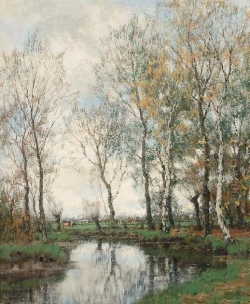 Birches Along The Vordense Beek Oil Painting by Arnold Marc Gorter