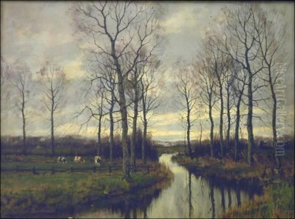 River Landscape Wi Oil Painting by Arnold Marc Gorter