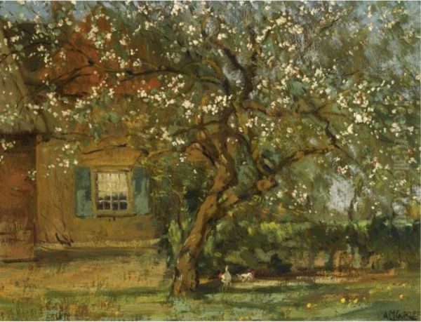 A Blossoming Tree Oil Painting by Arnold Marc Gorter