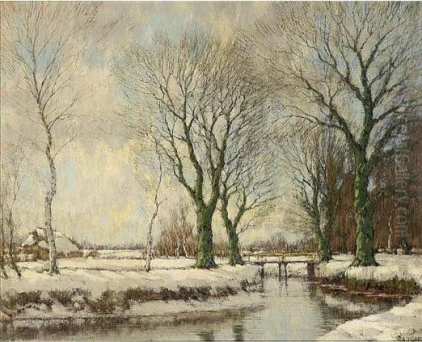 The Vordense Beek In Winter Oil Painting by Arnold Marc Gorter