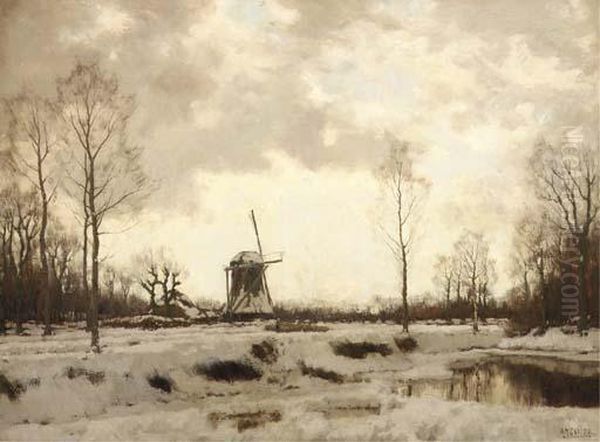 Homeward Bound In Winter Oil Painting by Arnold Marc Gorter