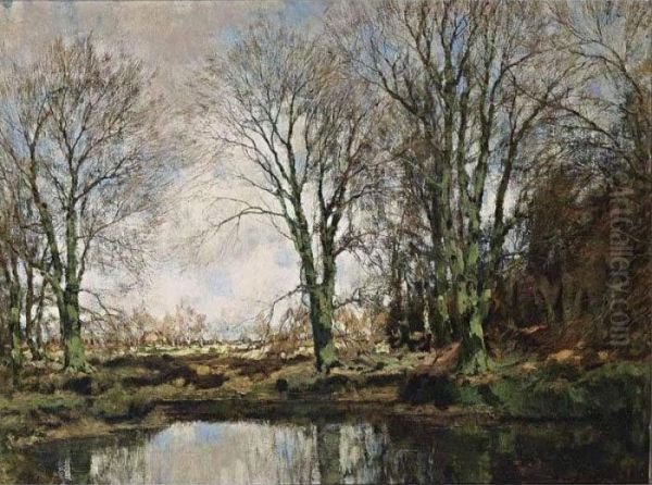 An Autumn Landscape Oil Painting by Arnold Marc Gorter