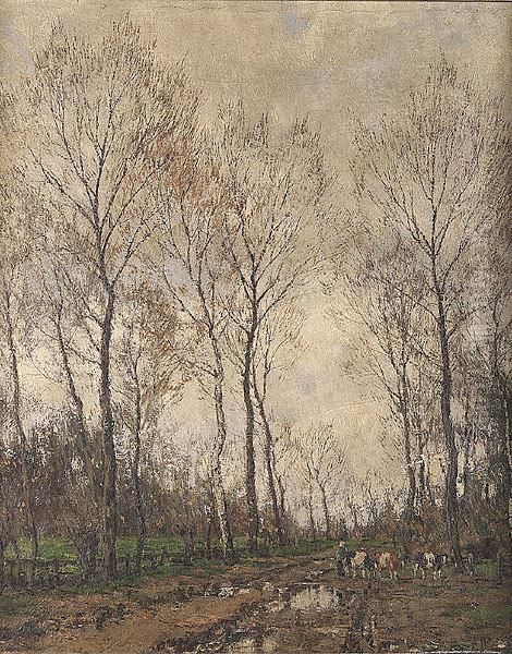 Late Fall Country Road With Cows Oil Painting by Arnold Marc Gorter