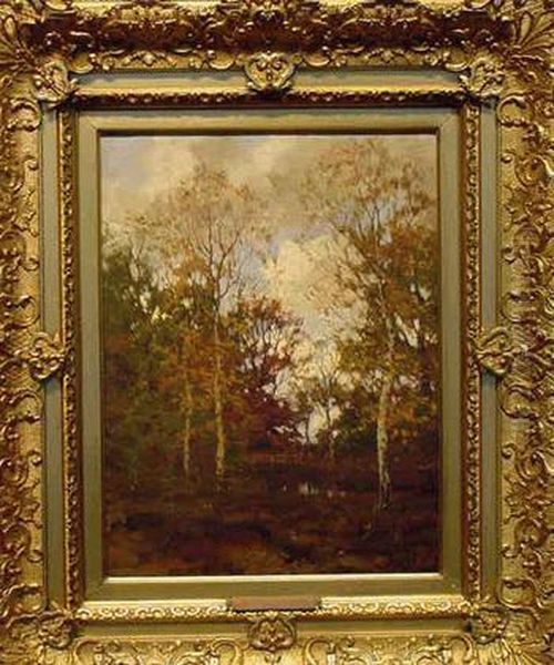 Forest Interior In Autumn Oil Painting by Arnold Marc Gorter