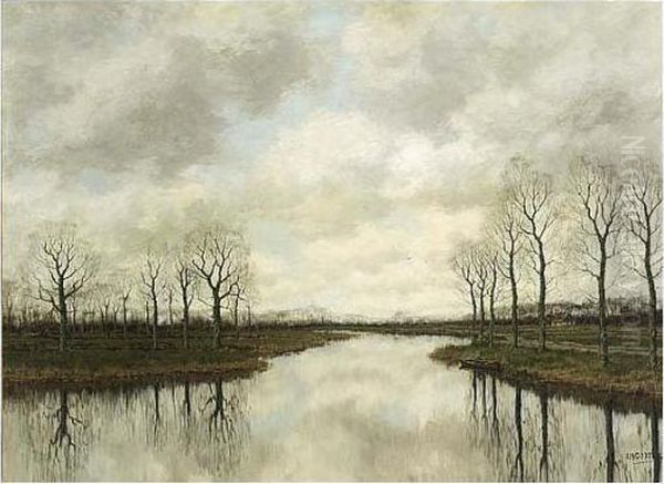 An Autumn Landscape Oil Painting by Arnold Marc Gorter