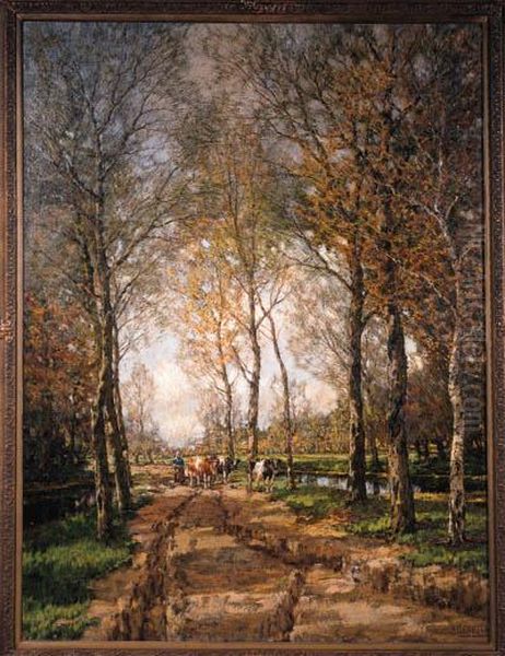 Octobre: A Sunny Day In Autumn Oil Painting by Arnold Marc Gorter