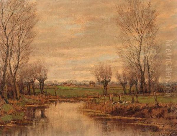 Ducks In A Meadow, In Spring Oil Painting by Arnold Marc Gorter