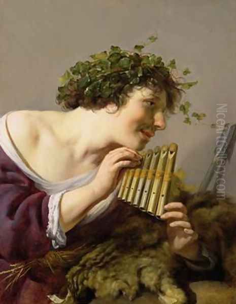 Pan Playing his Pipes Oil Painting by Paulus Moreelse