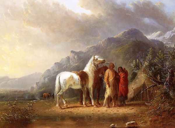 Sioux Camp Oil Painting by Alfred Jacob Miller