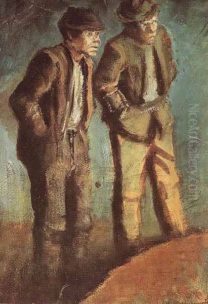 Two Tramps Prying c. 1910 Oil Painting by Laszlo Mednyanszky