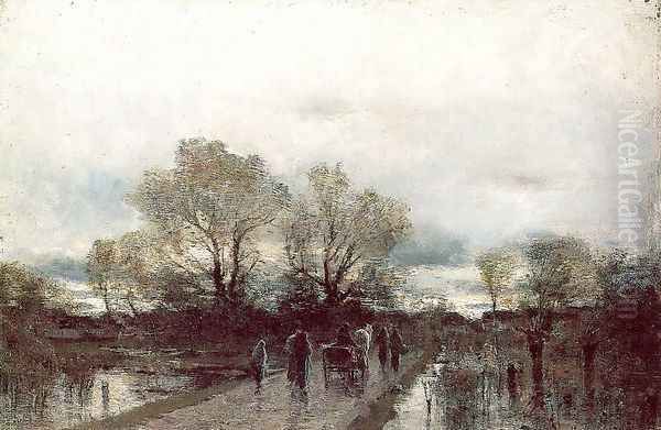 Rain-Washed Road 1880 Oil Painting by Laszlo Mednyanszky