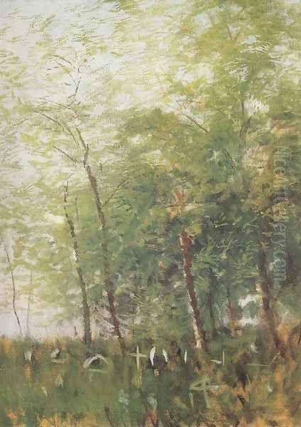 Edge of a Forest with Crosses Oil Painting by Laszlo Mednyanszky