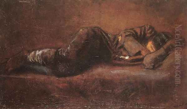 Reclining Soldier c. 1916 Oil Painting by Laszlo Mednyanszky