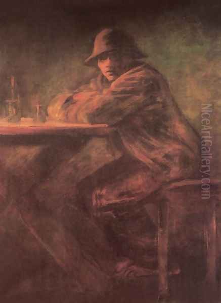 In the Tavern after 1898 Oil Painting by Laszlo Mednyanszky