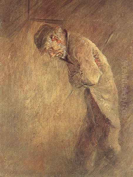 Old Tramp 1880s Oil Painting by Laszlo Mednyanszky